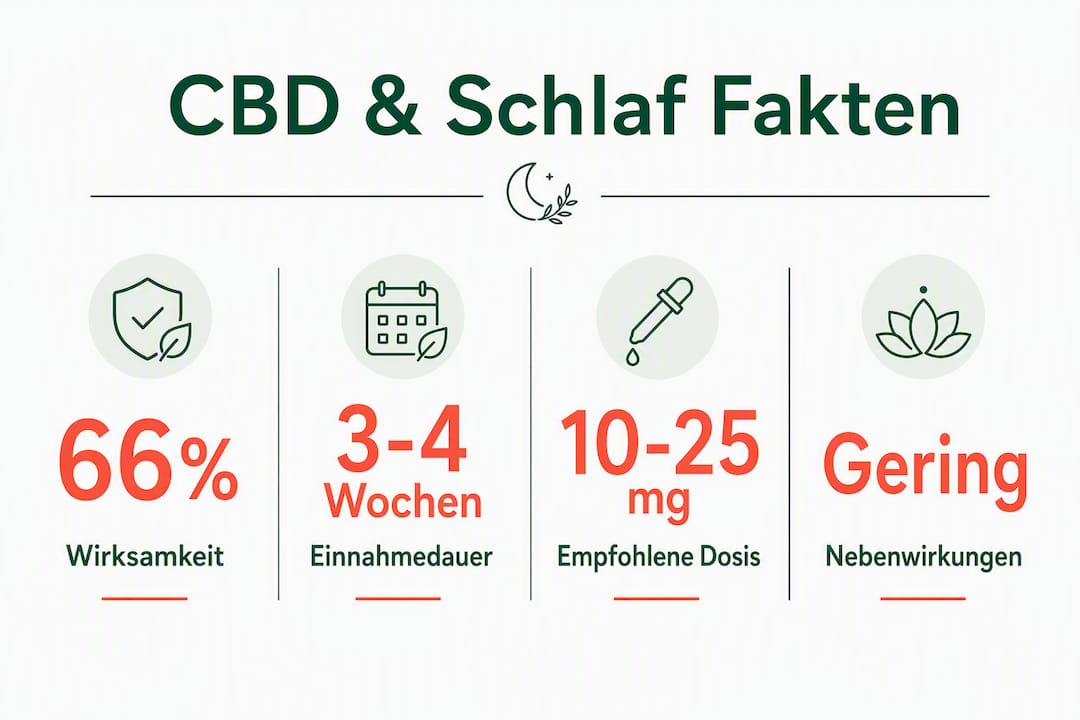 Grafik mit den wichtigsten Zahlen und Fakten rund um CBD und Schlaf