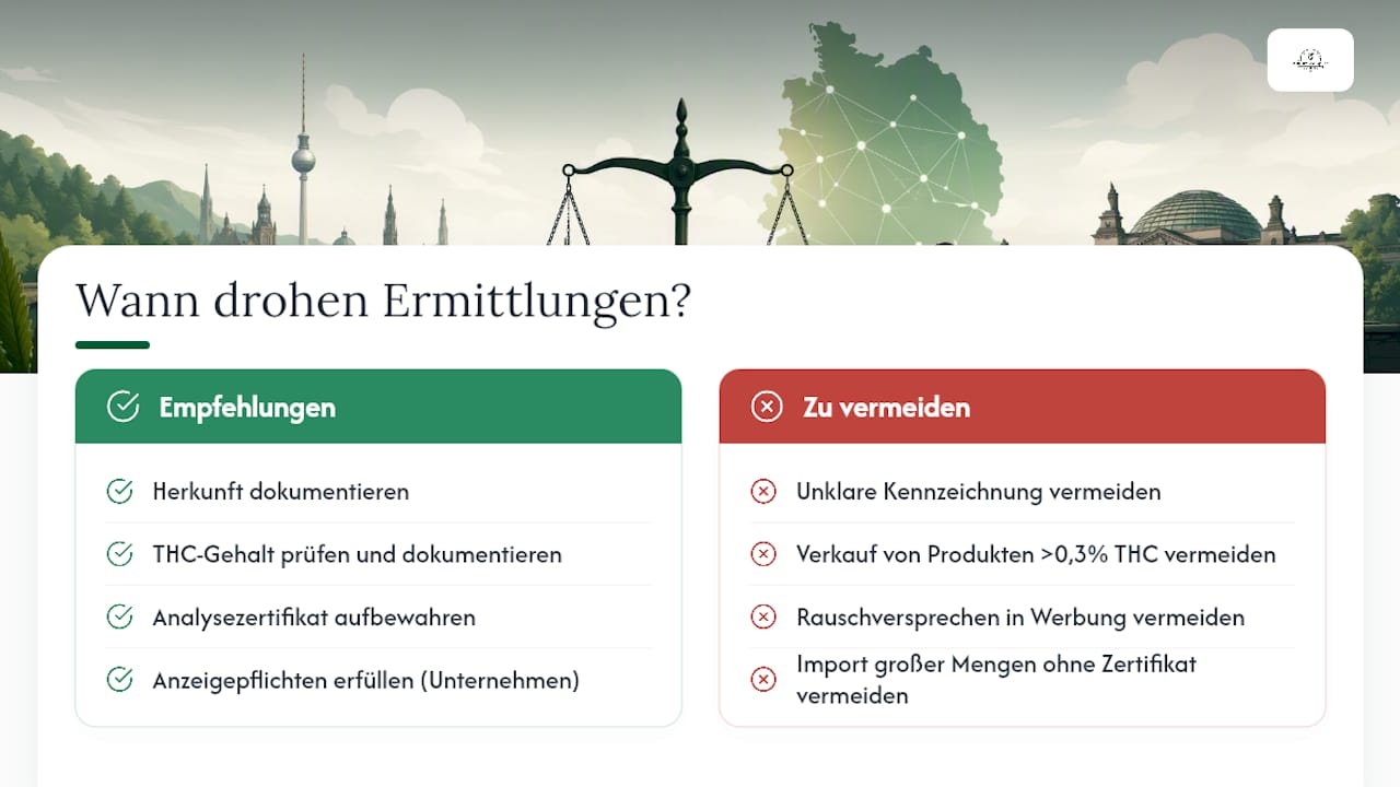Wann drohen Ermittlungsverfahren wegen CBD? — overview diagram