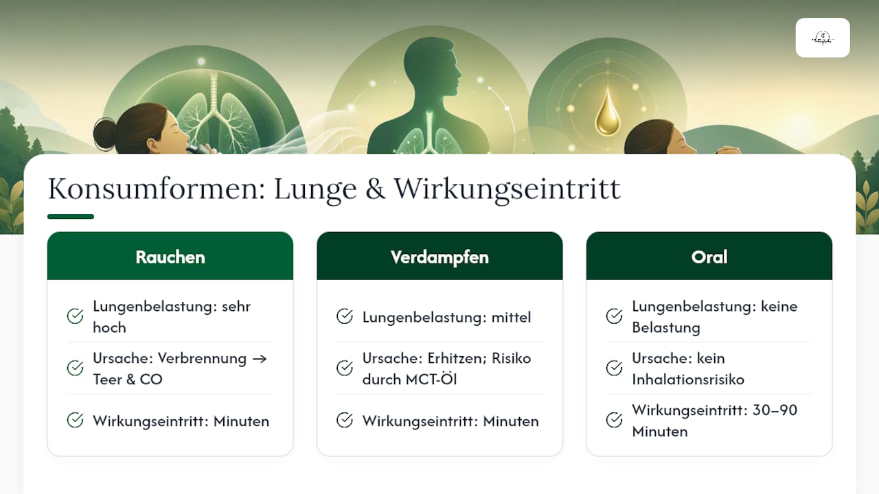 Vergleich der Aufnahmewege von CBD und deren Belastung für die Lunge