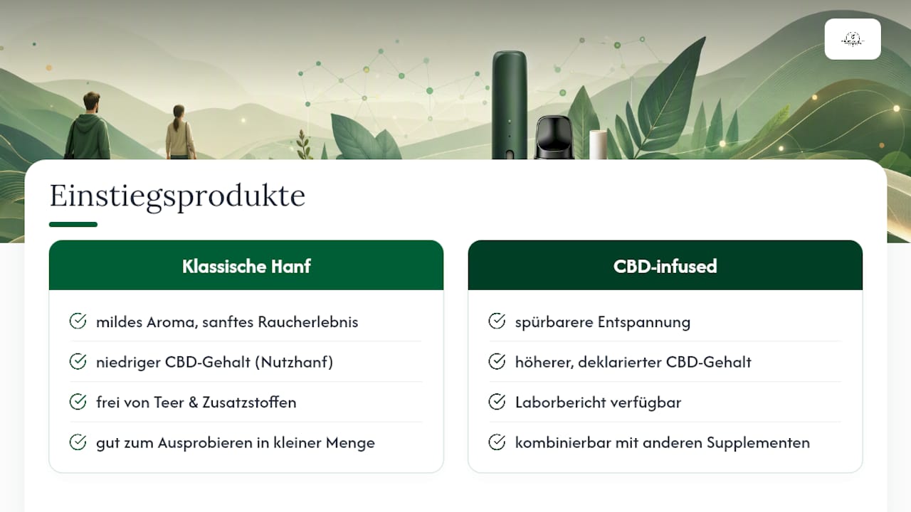 Welche Tabakersatz‑Produkte eignen sich für den Einstieg? — overview diagram