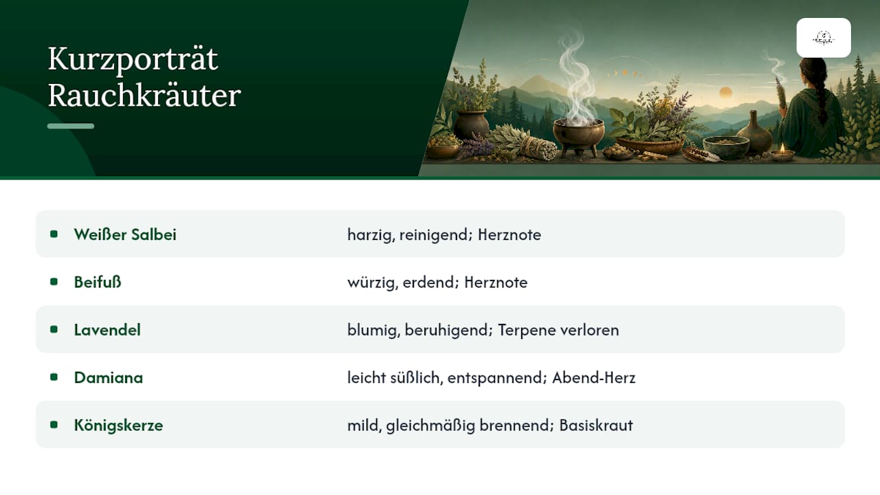 Traditionelle Rauchkräuter im Kurzporträt — overview diagram