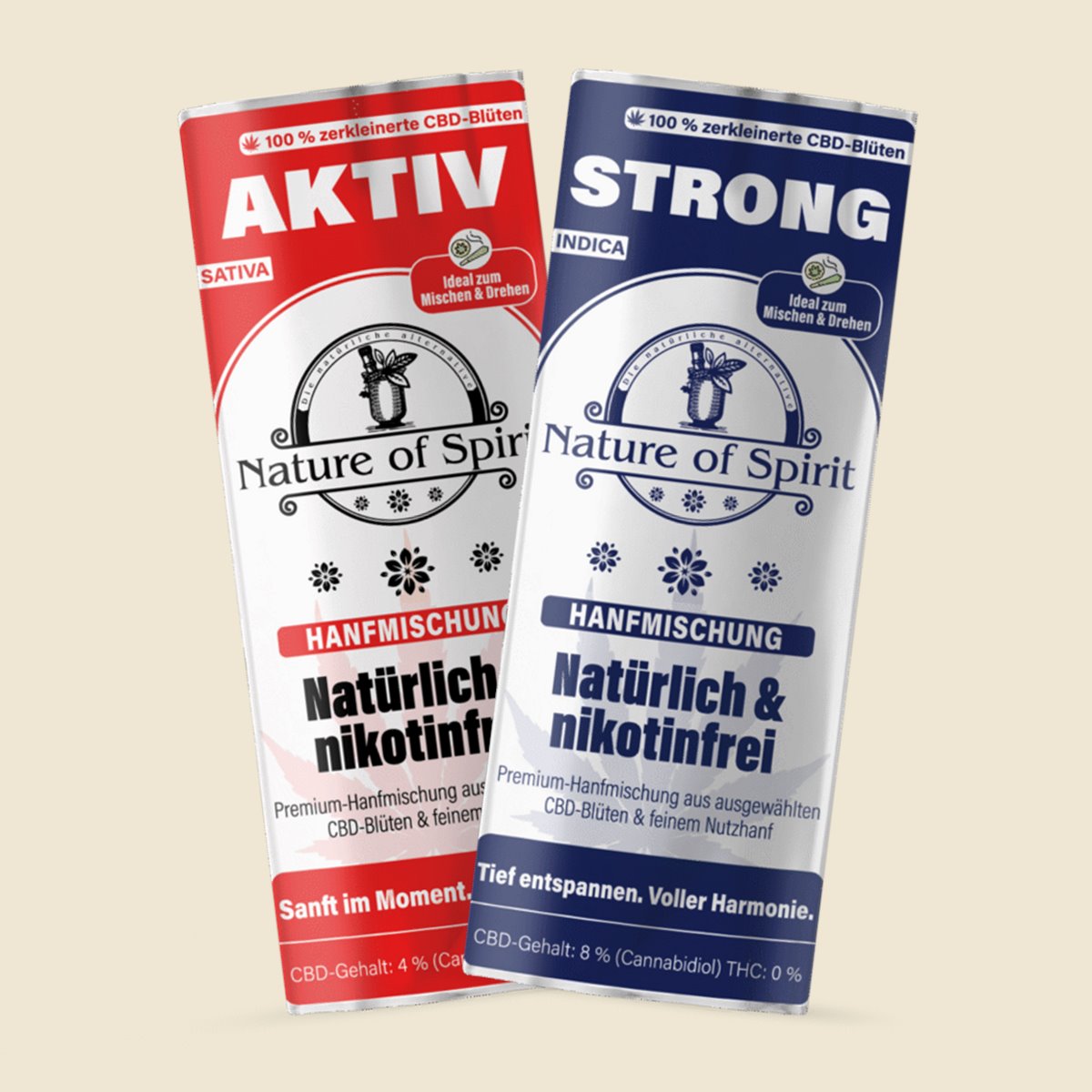 Hanf Bundle: Aktiv 4 % und Strong 8 % CBD-Hanfmischung, je 25 g