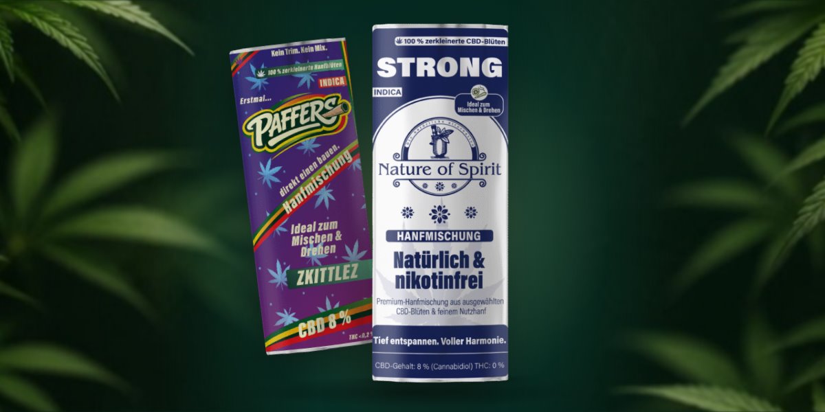 Starke CBD-Hanfmischungen Strong 8 % und Zkittlez 8 %