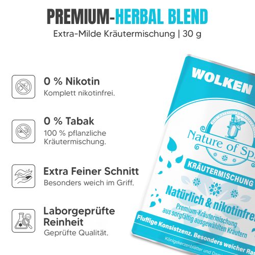 Nature of Spirit - Wolken weich - Kräutermischung - Tabakersatz für Joints