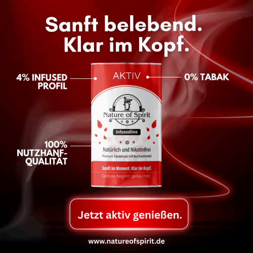 Nature of Spirit Aktiv Infusedline Tabakersatz mit 4% CBD - Sanft und belebend im Kopf